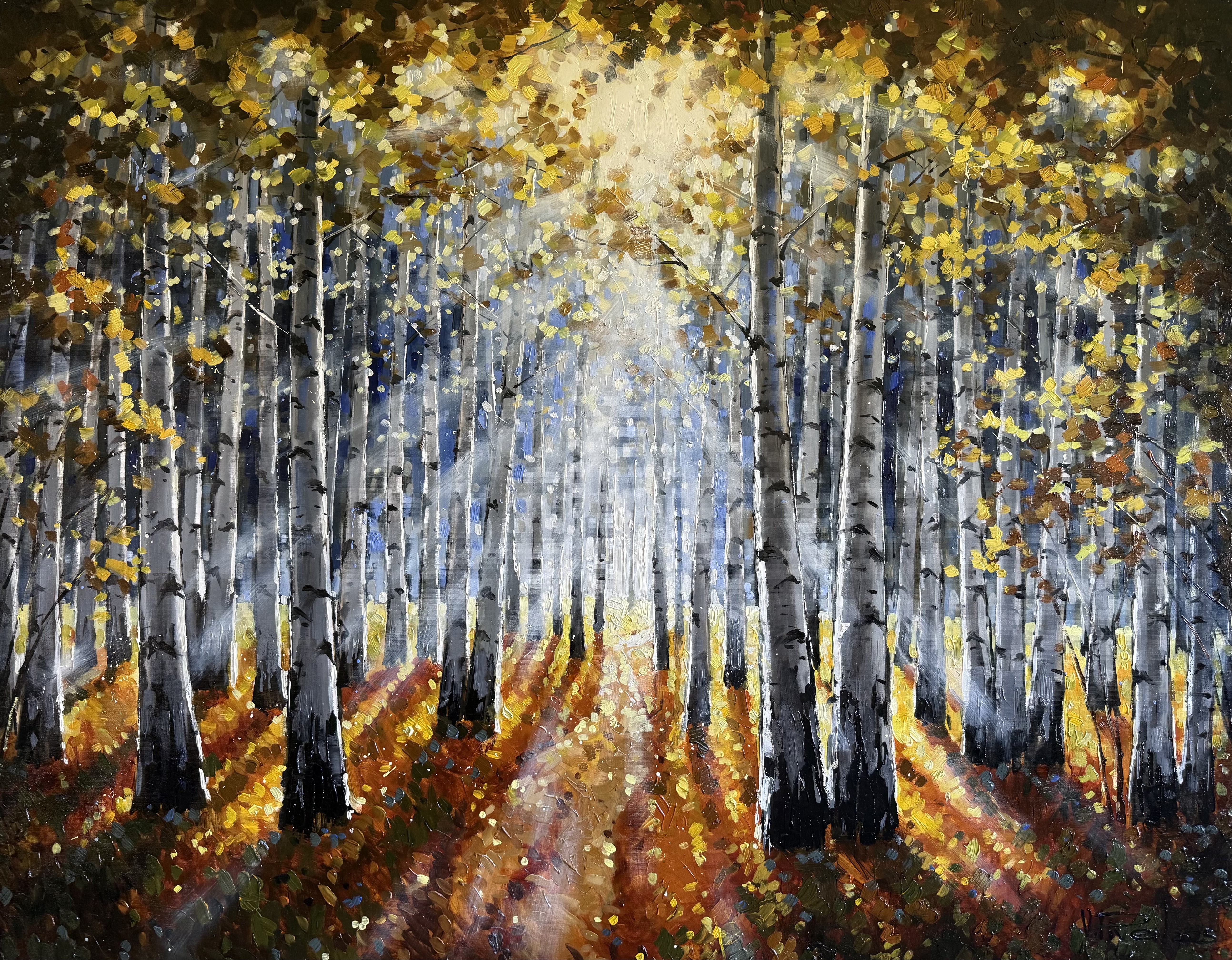 Birch Grove — original oil painting by Volodymyr Piven