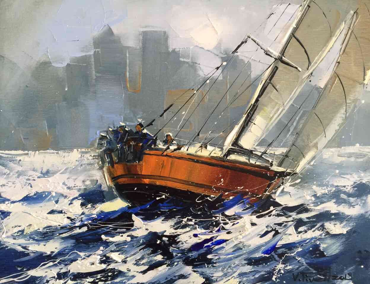 Sailing — original oil painting by Volodymyr Piven