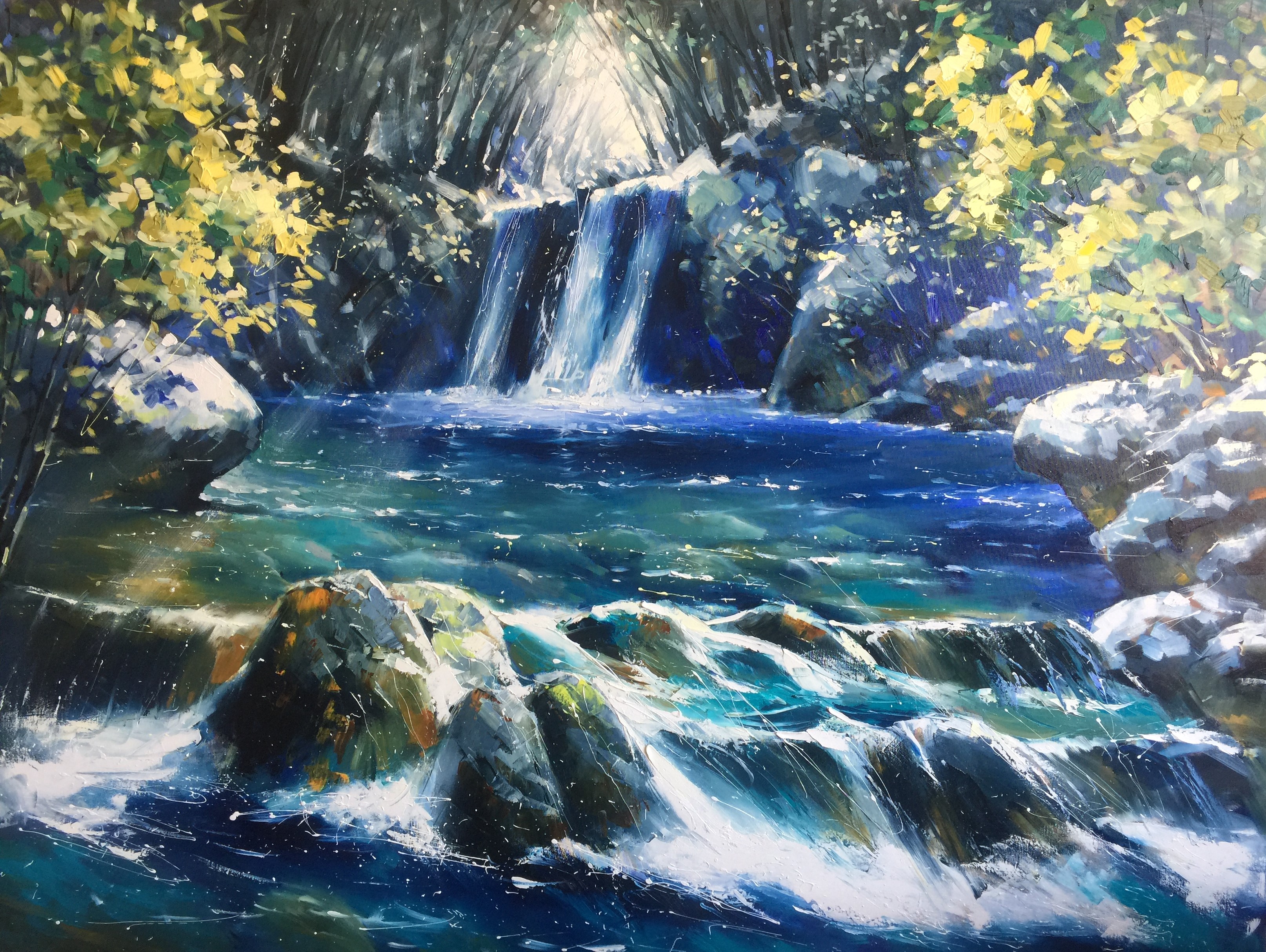 Waterfall of Luck — original oil painting by Volodymyr Piven